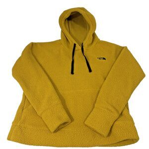 The North Face  Womens Sherpa Fleece Hoodie Yellow MEDIUM Kangaroo Pocket